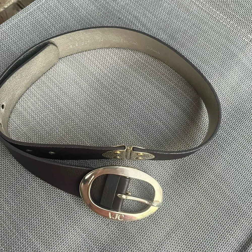 Vintage VJC Versace Jeans Couture Brown Leather Hinge Belt Italy 85 39